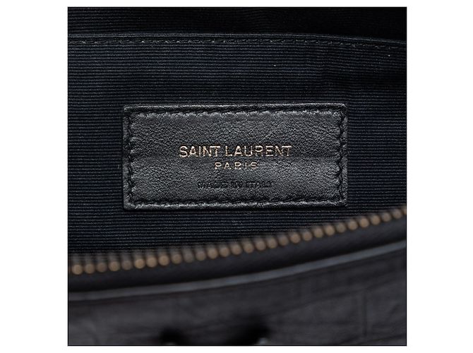 Clutch Monogram in pelle nera con stampa coccodrillo Saint Laurent Nero - vista 5