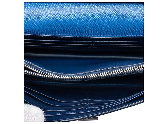 Portafoglio Prada in Saffiano blu con chiusura a girello su tracolla Blu scuro - vista 4