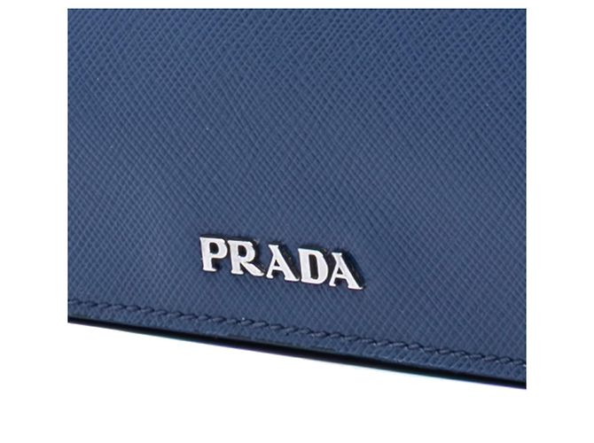 Portafoglio Prada in Saffiano blu con chiusura a girello su tracolla Blu scuro - vista 6