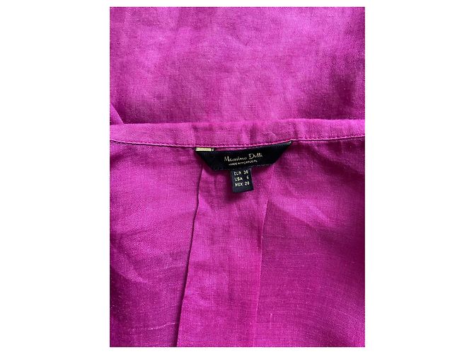 Camicia oversize in lino fucsia Massimo Dutti Fuschia - vista 7