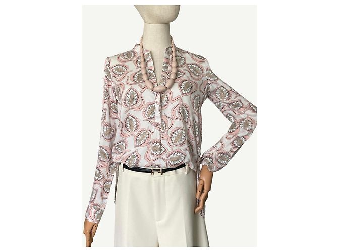 Autre Marque Blusa de seda estampada Hammerle Rosa Blanco - vista 5