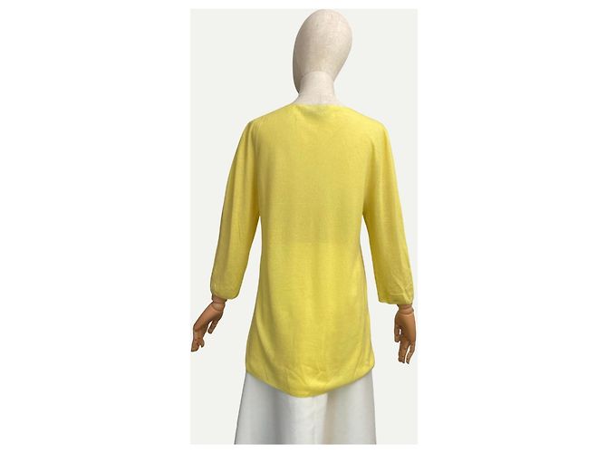 Top de punto amarillo con escote en V Prada - vista 2