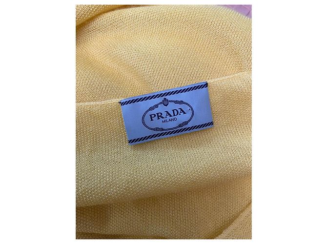 Top de punto amarillo con escote en V Prada - vista 3