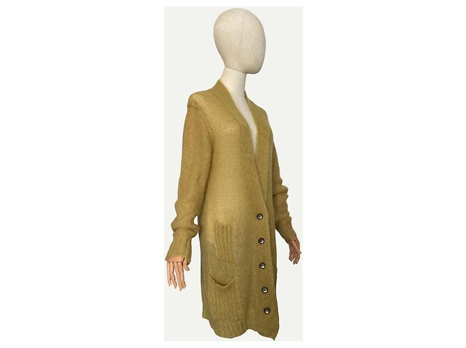 Autre Marque Langer Cardigan Senfgelb Mohair Wolle - Ansicht 2