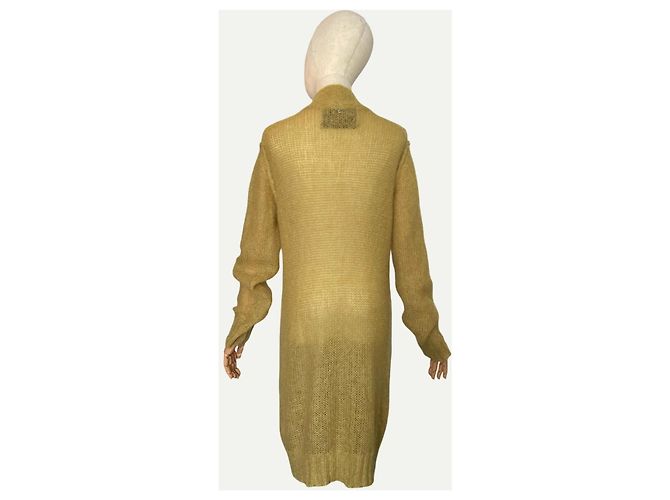 Autre Marque Langer Cardigan Senfgelb Mohair Wolle - Ansicht 3
