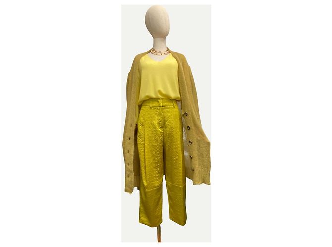 Autre Marque Langer Cardigan Senfgelb Mohair Wolle - Ansicht 5