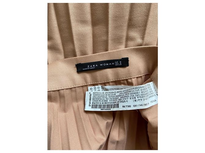 Falda Midi Plisada Zara Melocotón - vista 3