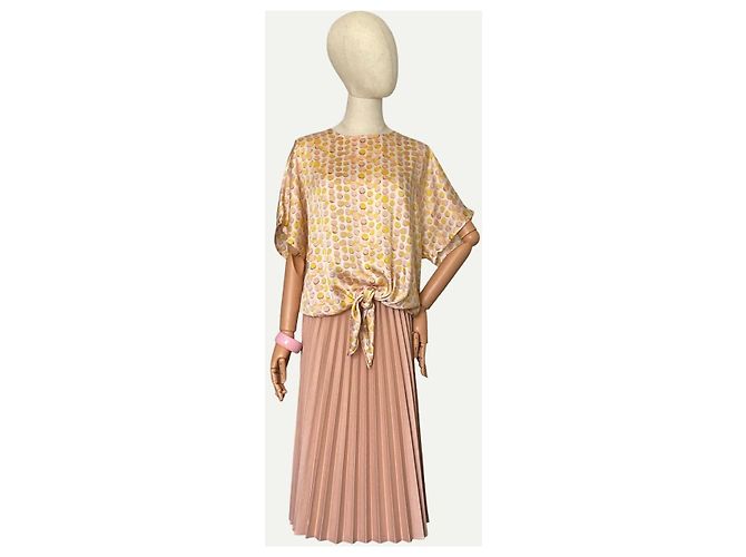 Falda Midi Plisada Zara Melocotón - vista 4