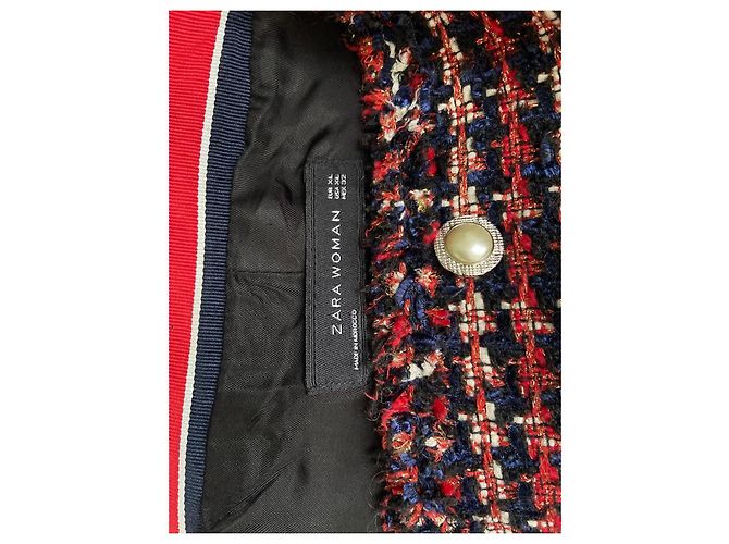 Autre Marque Zara Damen Tweedjacke Weiß Rot Blau Mehrfarben - Ansicht 4