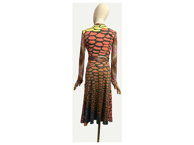 Autre Marque Vestido de seda ISSA London Castaño Rosa Multicolor Verde Naranja Amarillo - vista 2