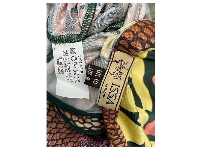 Autre Marque Vestido de seda ISSA London Castaño Rosa Multicolor Verde Naranja Amarillo - vista 3