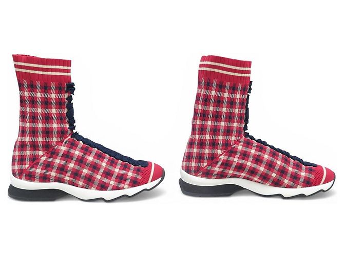 FENDI SOCK SNEAKERS TARTAN ROT 38 SOCKENSCHUHE - Ansicht 3