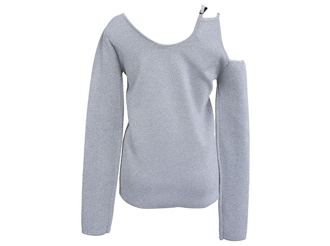 Asymmetrischer Ausschnitt-Pullover aus silberner Viskose von JW Anderson Grau - Ansicht 3