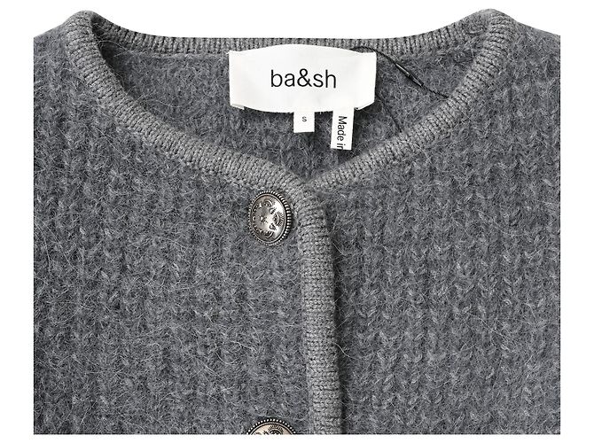 Ba&Sh Harry Pocket Knopf-Down Cardigan aus grauer Wolle - Ansicht 4