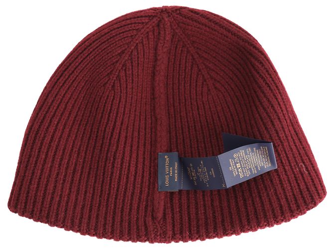 Beanie doppio Louis Vuitton in cashmere bordeaux Rosso Bordò - vista 5