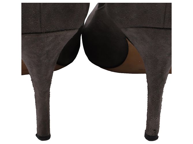 Zapatos de tacón de punta en ante gris con acento elástico de Manolo Blahnik - vista 5