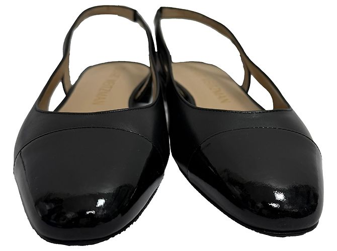 Stuart Weitzman Sleek Slingback Ballerinas in Black Leather - view 2