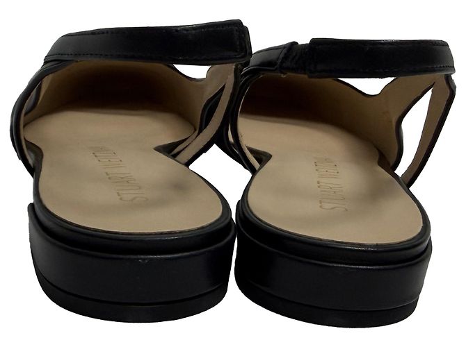 Stuart Weitzman Sleek Slingback Ballerinas in Black Leather - view 3