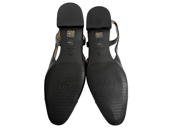 Stuart Weitzman Sleek Slingback Ballerinas in Black Leather - view 8