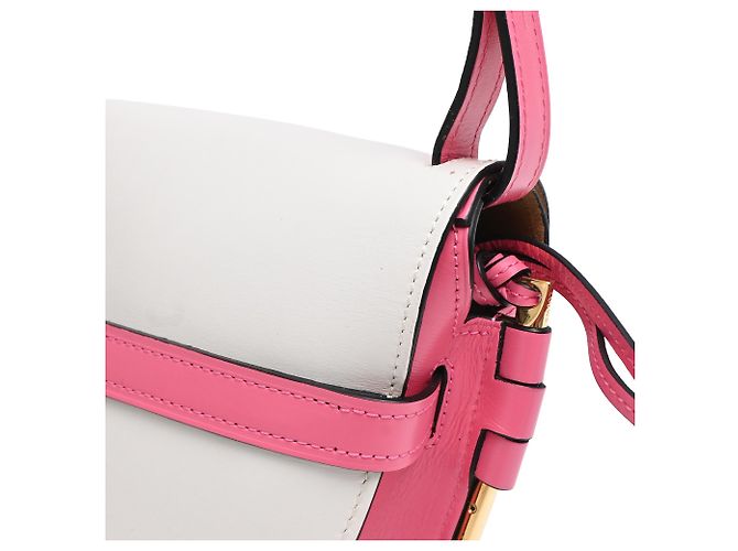Borsa a Spalla Dual Small Gate in Pelle di Vitello Bianca e Rosa Loewe Marrone Rosso - vista 12