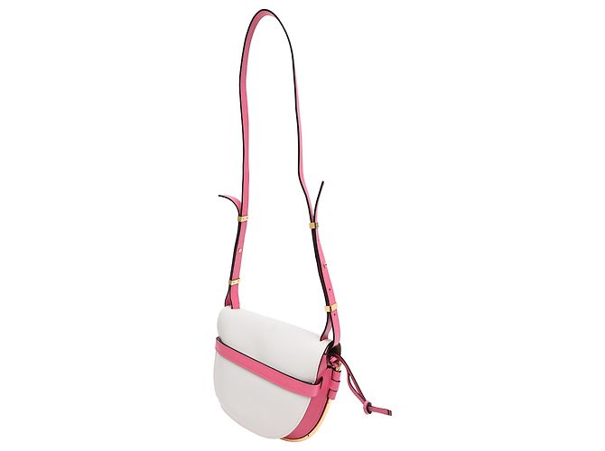 Borsa a Spalla Dual Small Gate in Pelle di Vitello Bianca e Rosa Loewe Marrone Rosso - vista 3