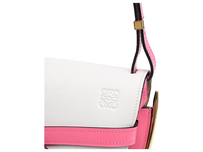 Borsa a Spalla Dual Small Gate in Pelle di Vitello Bianca e Rosa Loewe Marrone Rosso - vista 9