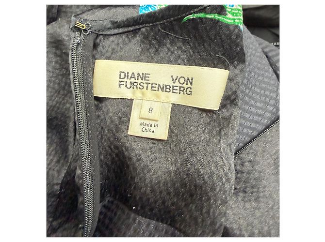 Vestido midi de seda negra con estampado de pájaros de Diane Von Furstenberg Negro - vista 4