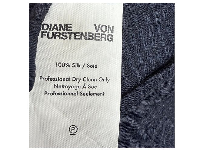 Vestido midi de seda negra con estampado de pájaros de Diane Von Furstenberg Negro - vista 5