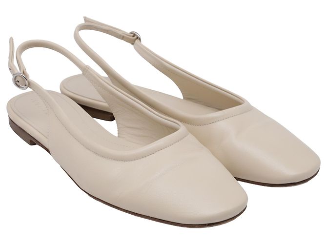 Aeyde Dani Slingback Ballet Flats in White Nappa Leather - view 3