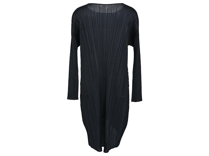 Issey Miyake Pleats Please Midi Kleid aus schwarzem Polyester - Ansicht 3