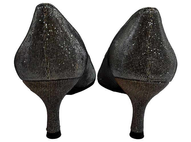 Décolleté Punta Power 50 di Stuart Weitzman in Glitter Dorato D'oro Metallico - vista 7