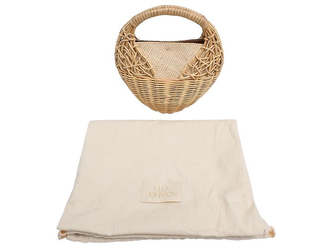 Ulla Johnson Seashell Basket Handtasche aus beigem Rattan - Ansicht 9