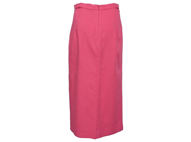 Falda midi recortada Sandro con abertura en algodón rosa - vista 3