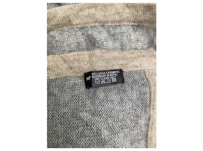 Autre Marque Poncho de cashmere cinza e creme Cru - vista 4