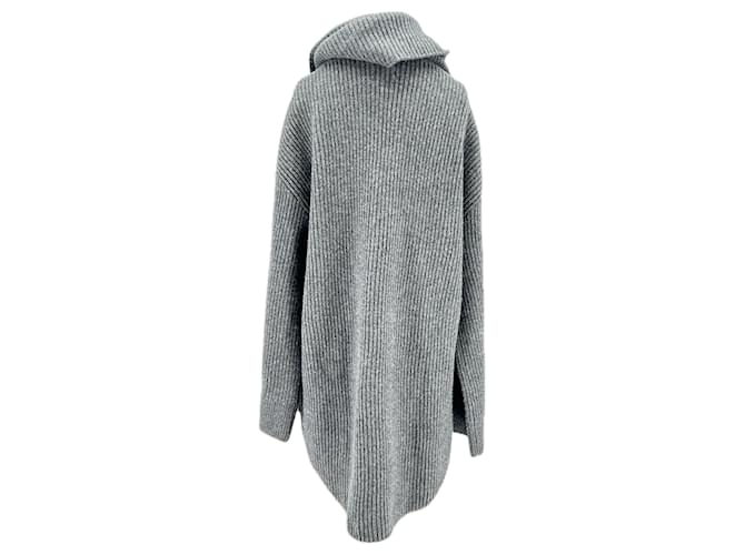 Totême Suéter de canalé gris con bufanda - vista 2