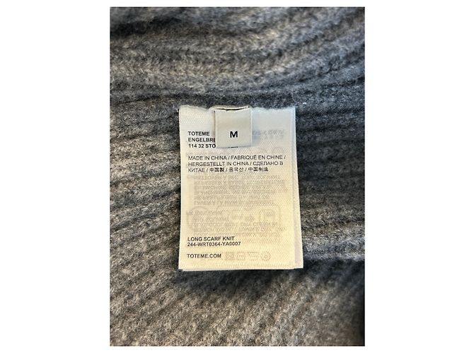 Totême Suéter de canalé gris con bufanda - vista 5