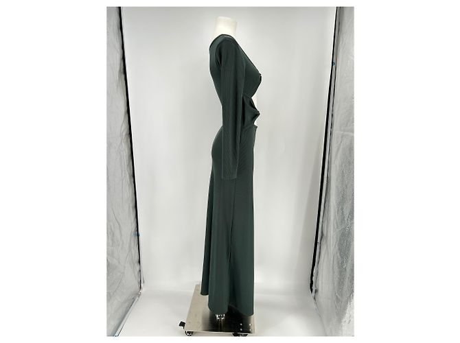 Autre Marque Dunkelgrünes Lochkleid - Ansicht 3
