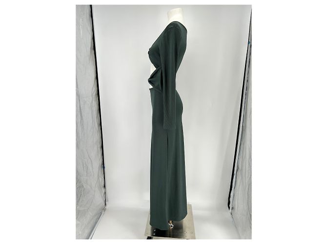 Autre Marque Dunkelgrünes Lochkleid - Ansicht 4