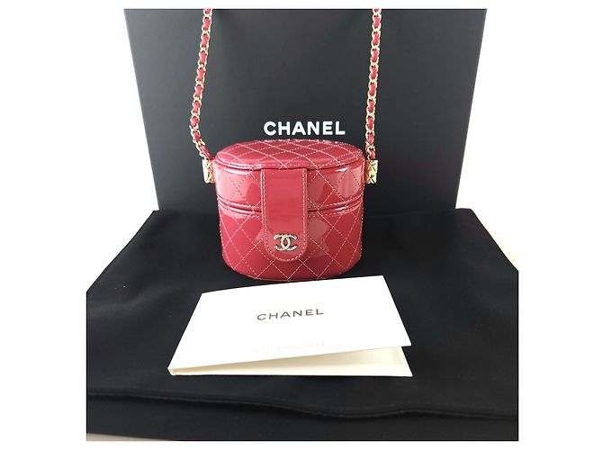 Chanel Lack Kosmetiktasche Umhängetasche Rot - Ansicht 7