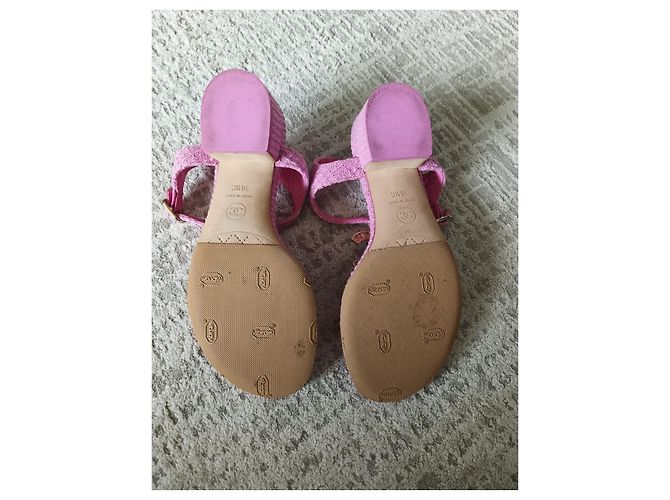 Chanel Pink Tweed Leder CC Perlenabsatzsandalen EU36.5 - Ansicht 7