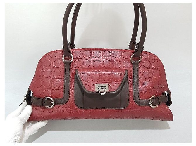 Salvatore Ferragamo Borsa Tote Decorativa Gancini Rosso - vista 2