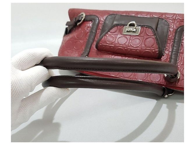 Salvatore Ferragamo Borsa Tote Decorativa Gancini Rosso - vista 6