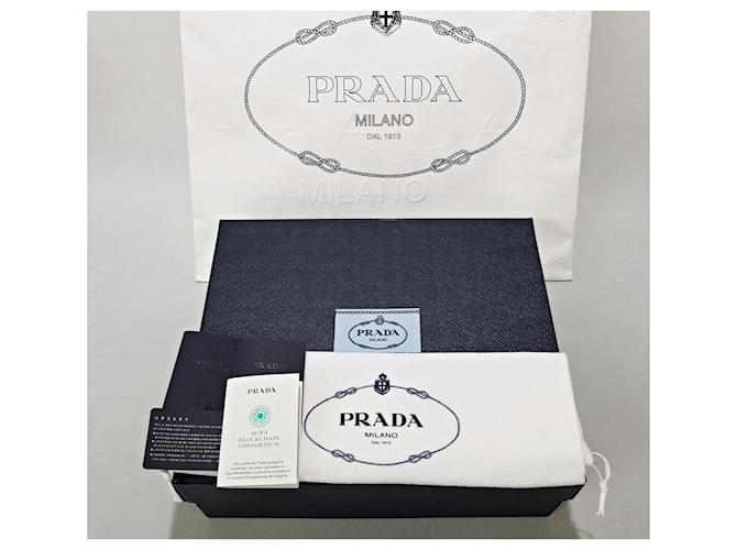 Prada Borsa Mini in Nylon Rieditata Nero - vista 10