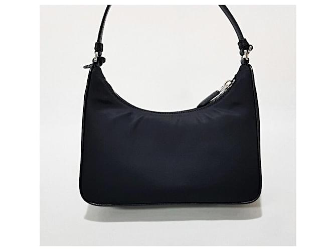 Prada Borsa Mini in Nylon Rieditata Nero - vista 5