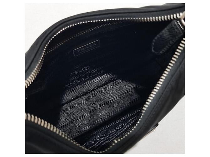 Prada Borsa Mini in Nylon Rieditata Nero - vista 9