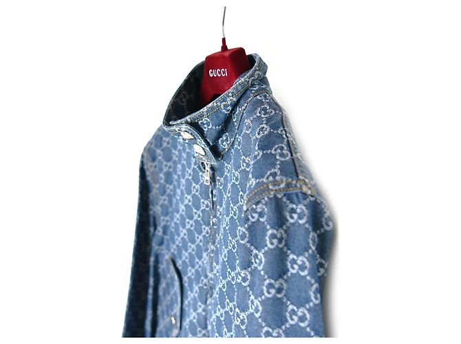Gucci Denim-Jacquard-Jacke Blau - Ansicht 2