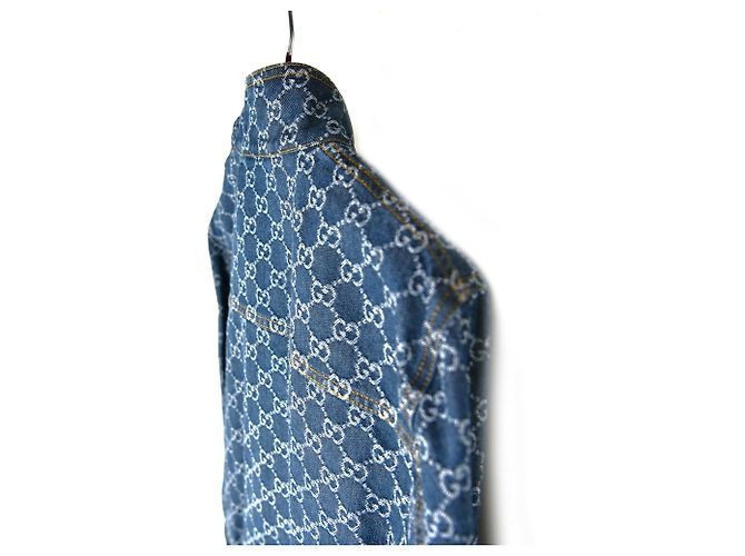Gucci Denim-Jacquard-Jacke Blau - Ansicht 4