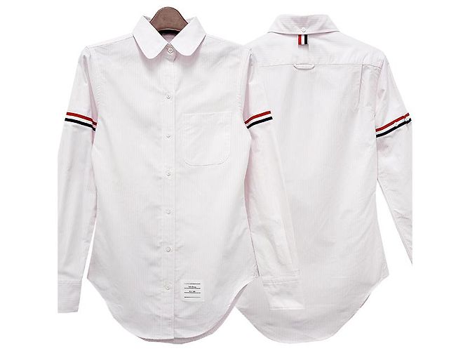 Thom Browne Camicia Oxford a Strisce Tre Strisce Rosa Chiaro - vista 13