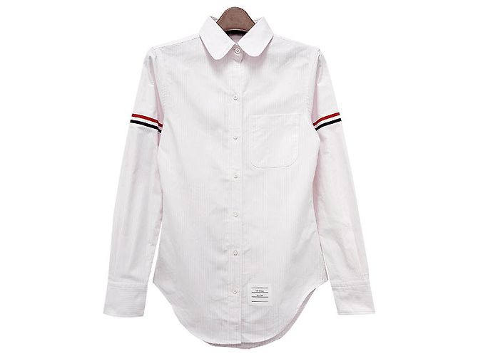 Thom Browne Camicia Oxford a Strisce Tre Strisce Rosa Chiaro - vista 14