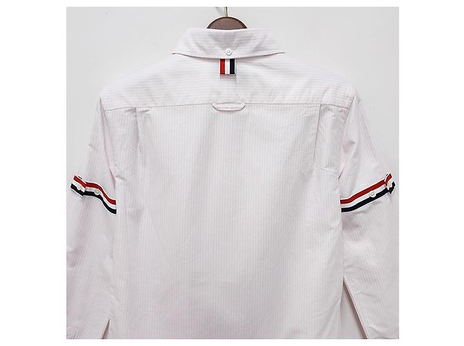 Thom Browne Camicia Oxford a Strisce Tre Strisce Rosa Chiaro - vista 17